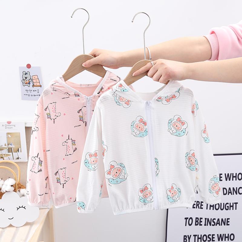 Cotton nguyên chất chống nắng trẻ em áo sơ mi điều hòa không khí áo khoác da mùa hè quần áo mỏng phần thoáng khí quần áo chống nắng cho bé trai và gái