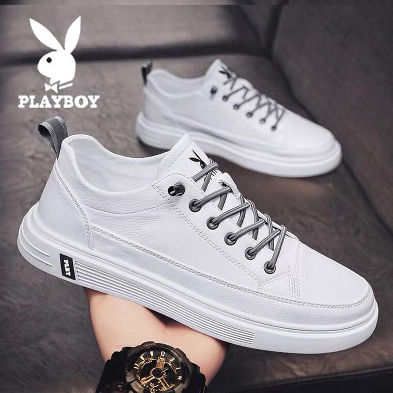 Giày Playboy cỡ nhỏ màu trắng da nam mùa thu hợp thời trang mùa đông phù hợp với mọi lứa tuổi Giày da thường giày lười đế mềm