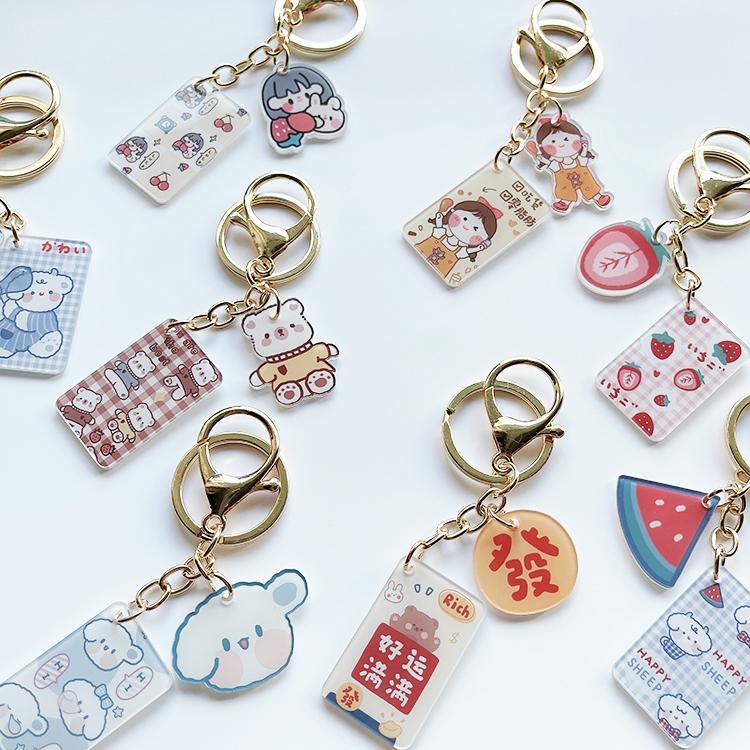 Gấu dễ thương Key Buckle mặt dây chuyền Hàn Quốc Ins Light Girl Network Heart Mạng lưới sinh viên Red Bags