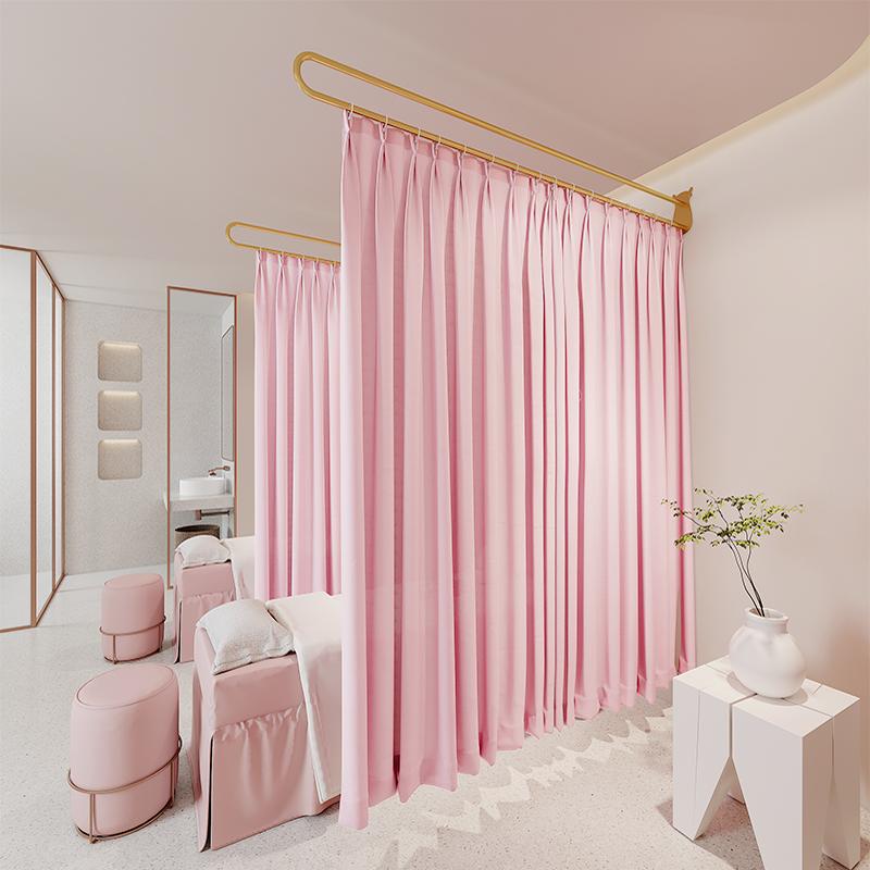 Simple Beauty Salon Phân vùng cửa sổ Bảo tàng Sức khỏe Bảo tàng Sức khỏe Bảo tàng U -Shaped Long -branch Telescopic Rod kéo giường đẹp để chặn rèm