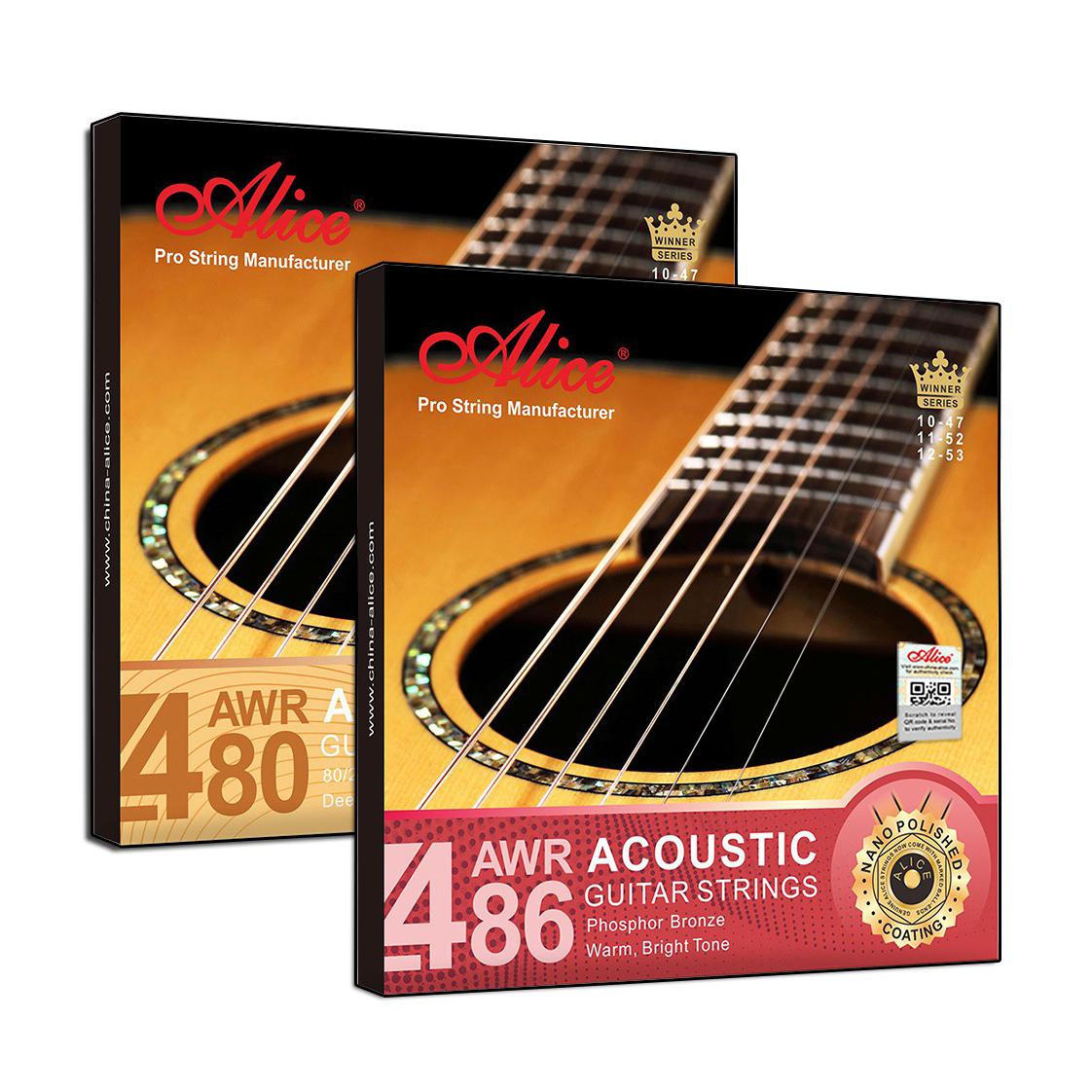 Alice Dân Gian Dây Đàn Guitar AWR480 AWR486 Phủ Nano Chống Gỉ Đàn Guitar Acoustic 011 012