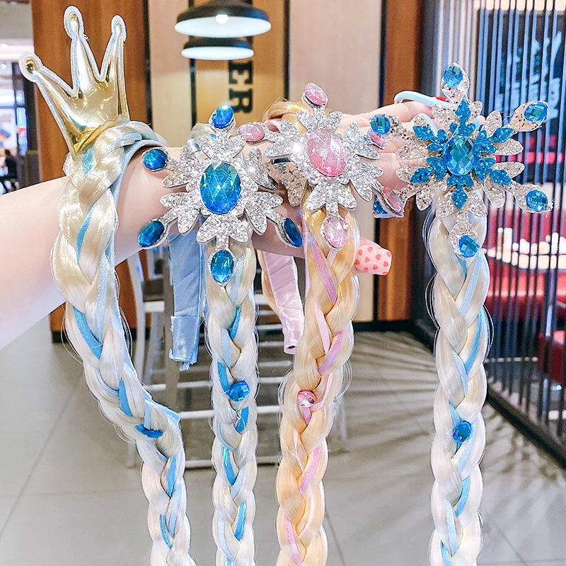 Trẻ em Công Chúa Elsa Tiara Nữ Tóc Giả Viền Băng Đô Quấn Tóc Nữ Frozen Vương Miện Kẹp Tóc Elsa Phụ Kiện Tóc