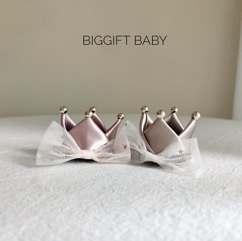 BIGGIFT quả cam lớn ~ kết cấu cao! Mũ sinh nhật bé gái vương miện công chúa kẹp tóc trọn gói không làm đau tóc