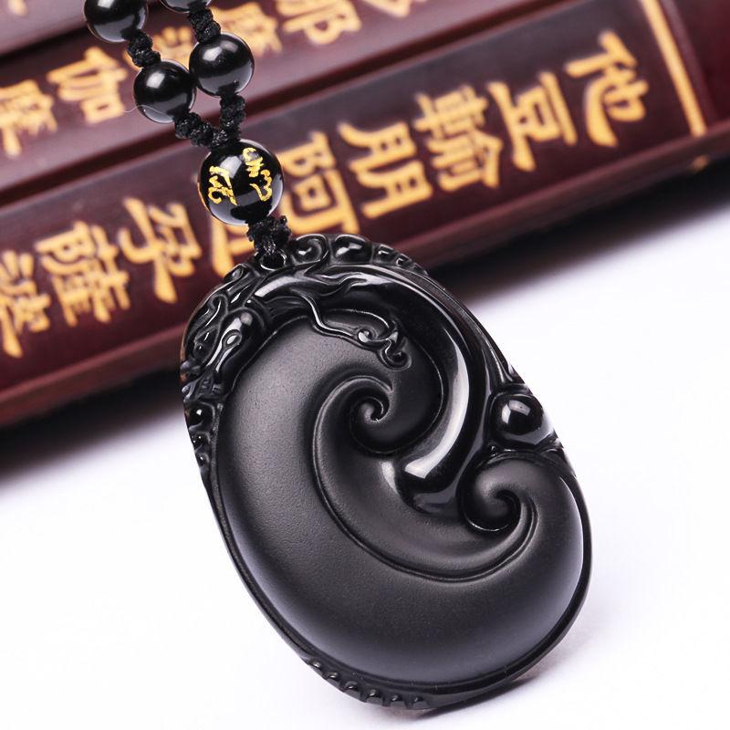 Mặt dây chuyền đá Obsidian Ruyi tự nhiên đấu giá một nhân dân tệ