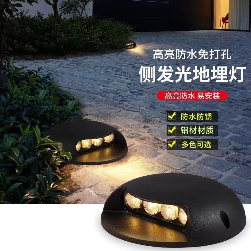 Đèn ngầm phát sáng bên hông không cần khoan led ngoài trời chống nước truyền ánh sáng mặt đất rùa lưng đèn chiếu sáng đường mòn màu đỏ sân vườn