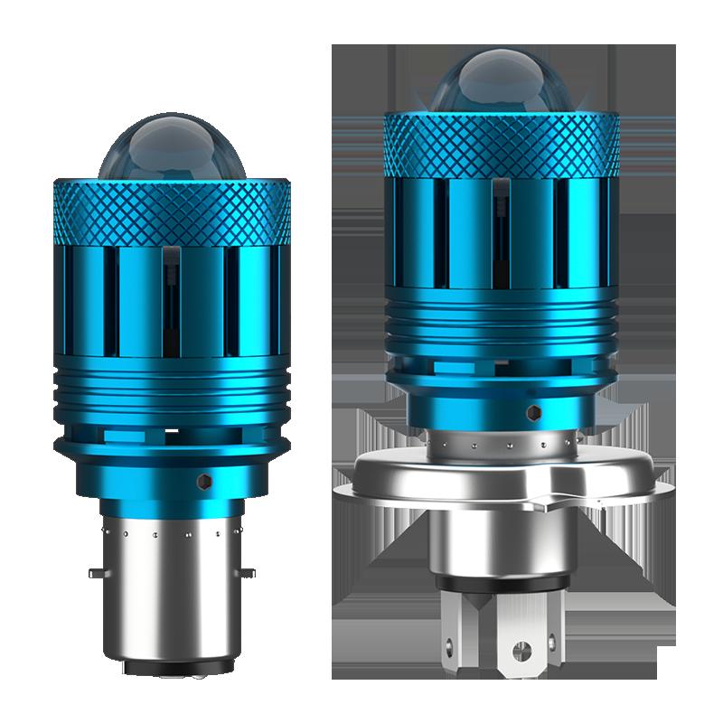 Đèn ô tô điện, bóng đèn LED xe máy lớn, siêu sáng, đèn pha đôi 12V tích hợp sửa đổi và đèn chiếu sáng ống kính mạnh ba móng H4