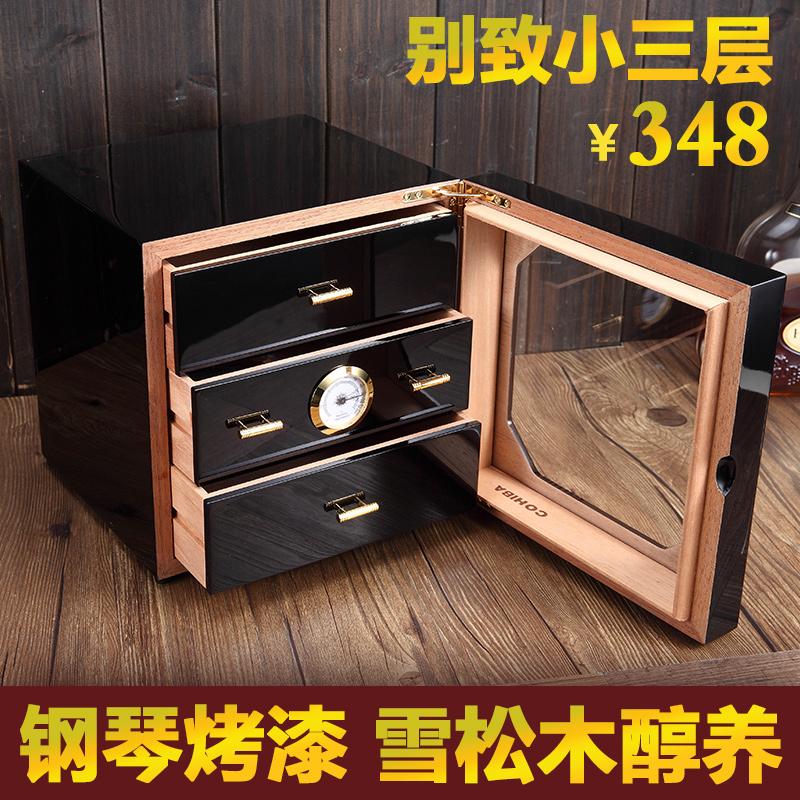 Hộp đựng xì gà COHIBA hộp chống ẩm sơn đàn piano gỗ tuyết tùng Tây Ban Nha dung tích lớn tủ đựng thuốc lá Cuba cao cấp