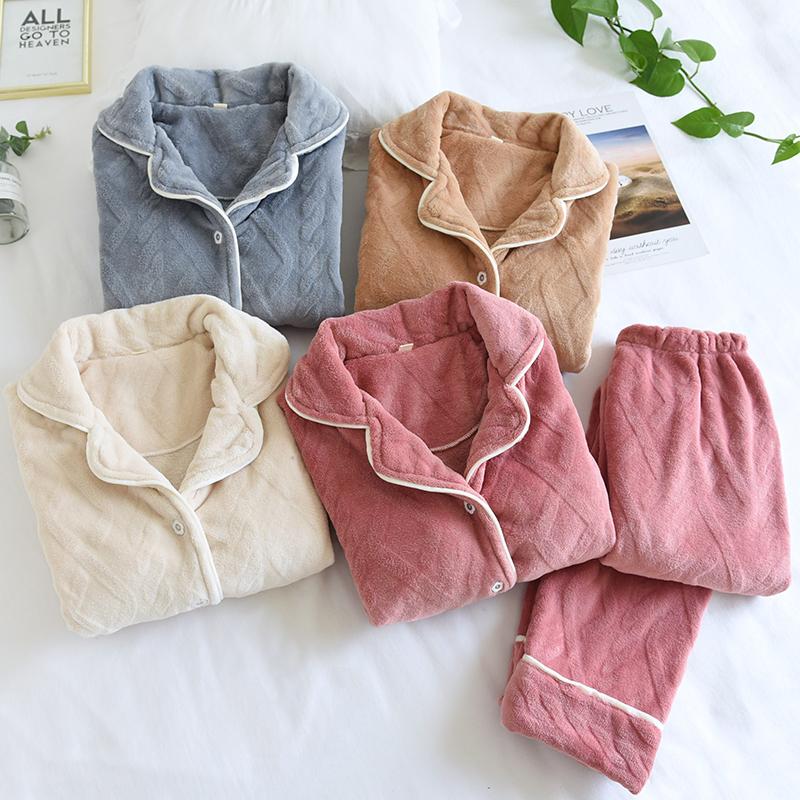 Cặp vợ chồng san hô nhung pyjamas phụ nữ mùa thu và mùa đông cộng với độ dày rộng lớn kích thước lớn, dịch vụ gia đình mặt bích ấm áp bộ đồ nam