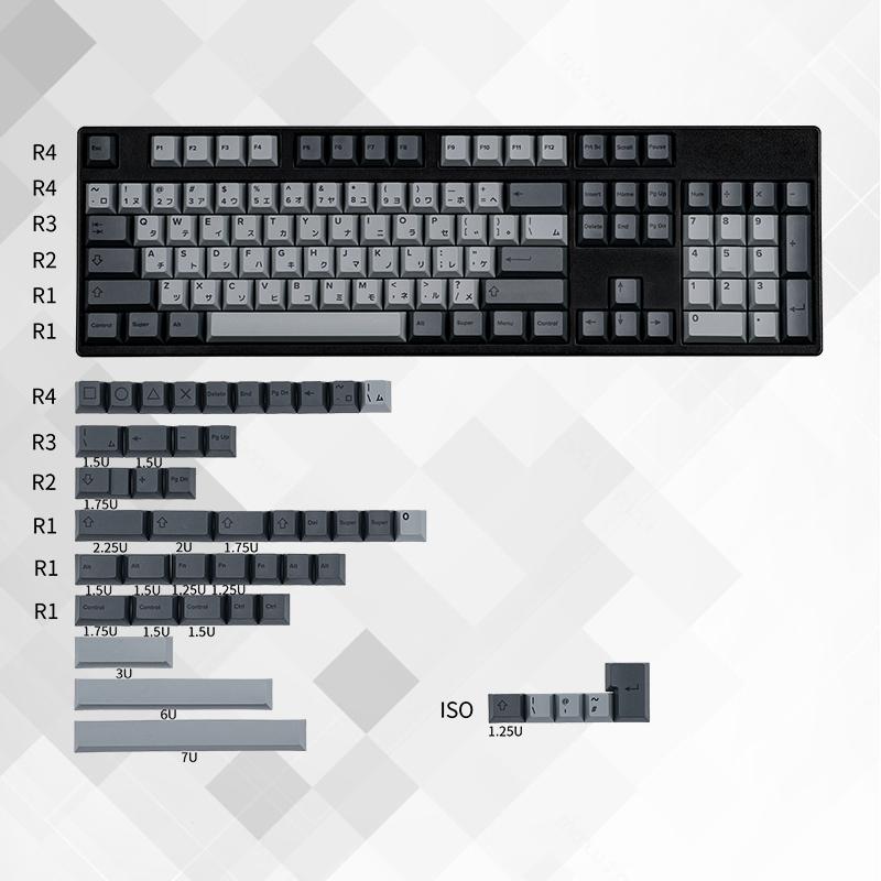 KBDfans bàn phím máy tính keycap chiều cao ban đầu pbt thăng hoa công nghiệp xi măng màu xám keycap Nhật Bản đầy đủ