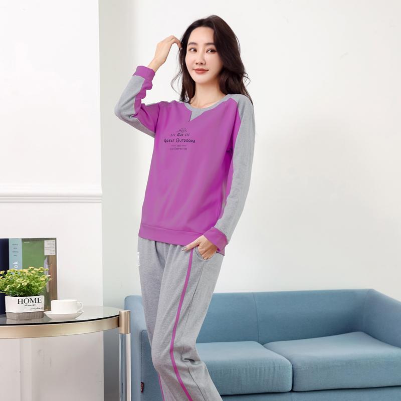 Cotton Sports Set Autumn and Winter 2022 New Hàn Quốc Phiên bản thời trang Loose Deterure Spring and Autumn Home Two -Piece