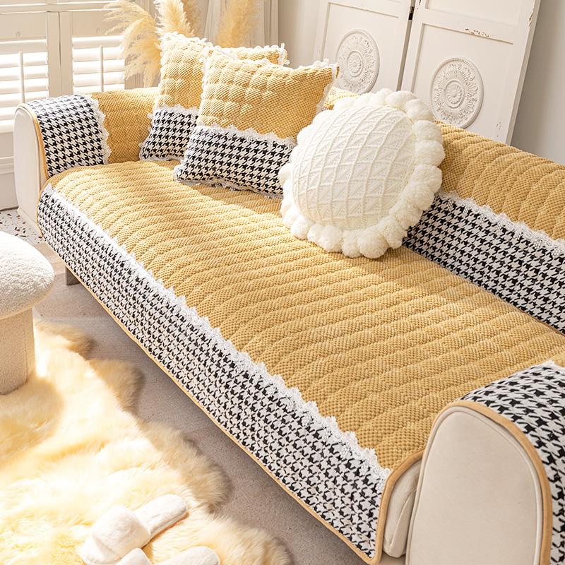 Sofa Vải Đệm Bốn Mùa Đa Năng Chống Trơn Trượt Bắc Âu Đơn Giản Dày Đệm Mùa Đông Sang Trọng Vỏ Bảo Vệ Khăn