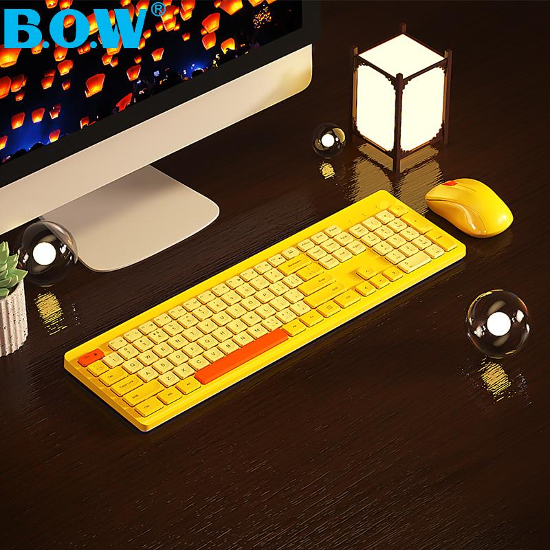 [Cửa hàng Flagship chính thức] Bộ bàn phím và chuột không dây BOW Hangshi Mute Bên ngoài máy tính xách tay Office Typing Bộ điều khiển sô cô la chuyên dụng Bộ chuột phím cảm giác cô gái giá trị cao