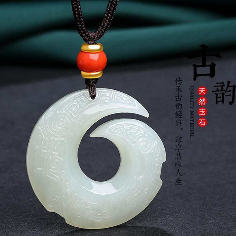 Đấu giá rò rỉ Ngọc bích Afghanistan Thời gian để chạy Mặt dây chuyền Hetian White Jade Pixiu Ping An Khóa Mặt dây chuyền Vòng cổ Ngọc bích Mặt dây chuyền