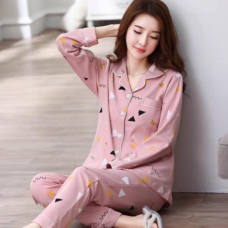 Bộ Đồ Ngủ Cho Nữ Xuân Thu Đông Chất Cotton Nguyên Chất Dài Tay Mặc Ở Nhà Size Lớn Thoải Mái Phù Hợp Với Mẹ 2023 Mới Phong Cách Thường Ngày