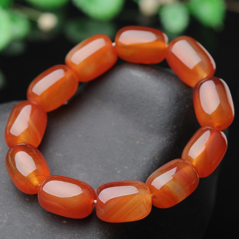 Một nhân dân tệ đấu giá ngọc mã não đỏ chalcedony gạo hạt vòng tay nam nữ mô hình vòng tay mã não vòng tay ngọc bích