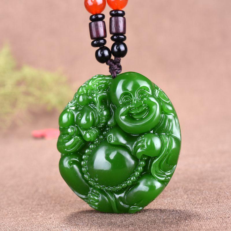 Một nhân dân tệ đấu giá Hetian Jade Buddha Mặt dây chuyền Jasper Big Belly Di Lặc Phật Mặt dây chuyền Phật Gong Jade Vòng cổ Mặt dây chuyền Phật Jade Big