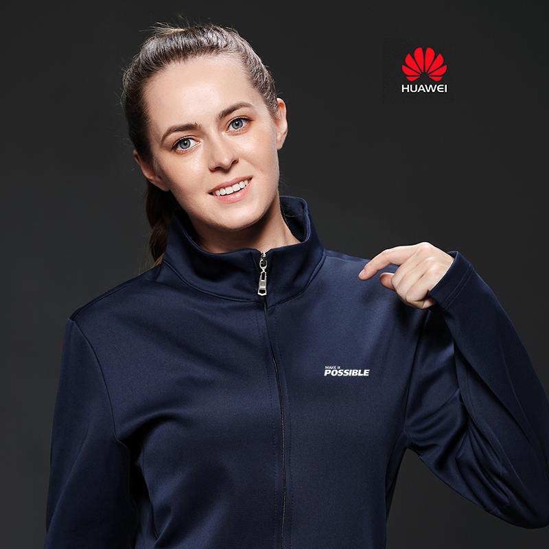 Quần áo đi làm mới của Huawei, áo nỉ, áo khoác cổ đứng trơn đặt làm riêng, nhóm cửa hàng điện thoại di động quần áo dài tay có in LOGO