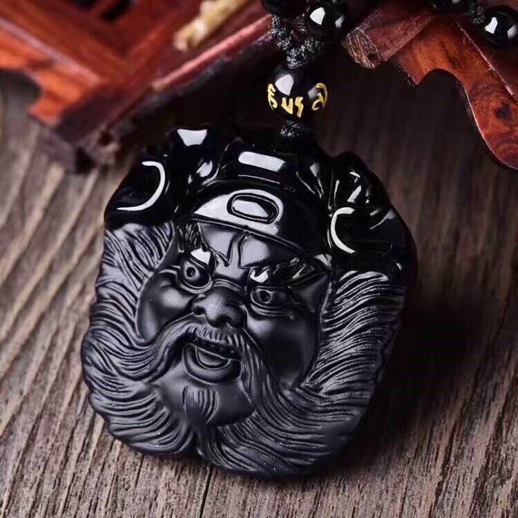 Đấu giá một nhân dân tệ Mặt dây chuyền pha lê Obsidian tự nhiên Zhong Kui Baoping Vòng cổ đôi nam nữ Mặt dây chuyền ngọc bích Gửi giấy chứng nhận