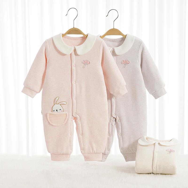 Bé Thu Đông Ấm Áo Liền Quần Cotton Mỏng Không Xương Ve Áo Liền Quần Cho Bé Tay Dài Folio Cotton Áo Liền Quần