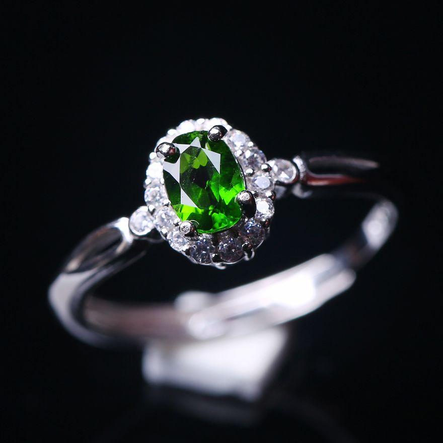 1.728 gam nhẫn diopside tự nhiên mịn nhẫn nữ có thể điều chỉnh nhẫn có giấy chứng nhận hàng thật