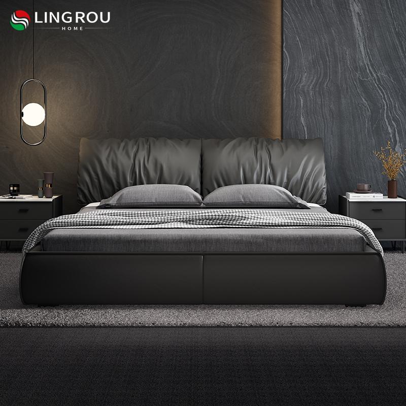 Ý Tối thiểu Bed Bed Layer Layer Bow Om Simple Voi hiện đại tai đôi giường phòng ngủ chính 2m × 2 mét giường lớn