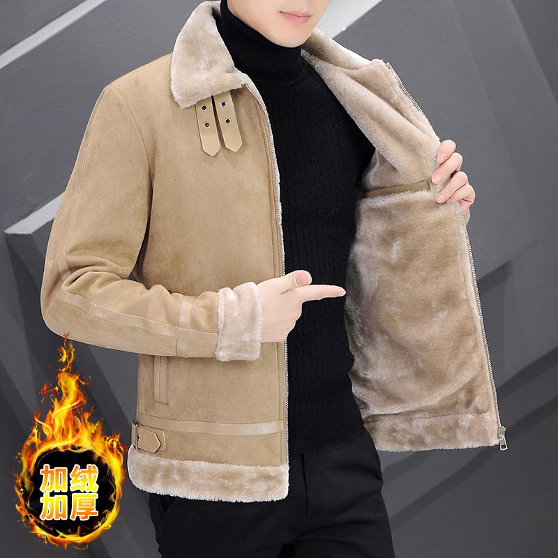 Winter Deer Epolid Velvet Male Plus Velvet dày hợp thời trang đẹp trai Phiên bản ngắn áo khoác áo khoác Winter Young Cotton áo khoác