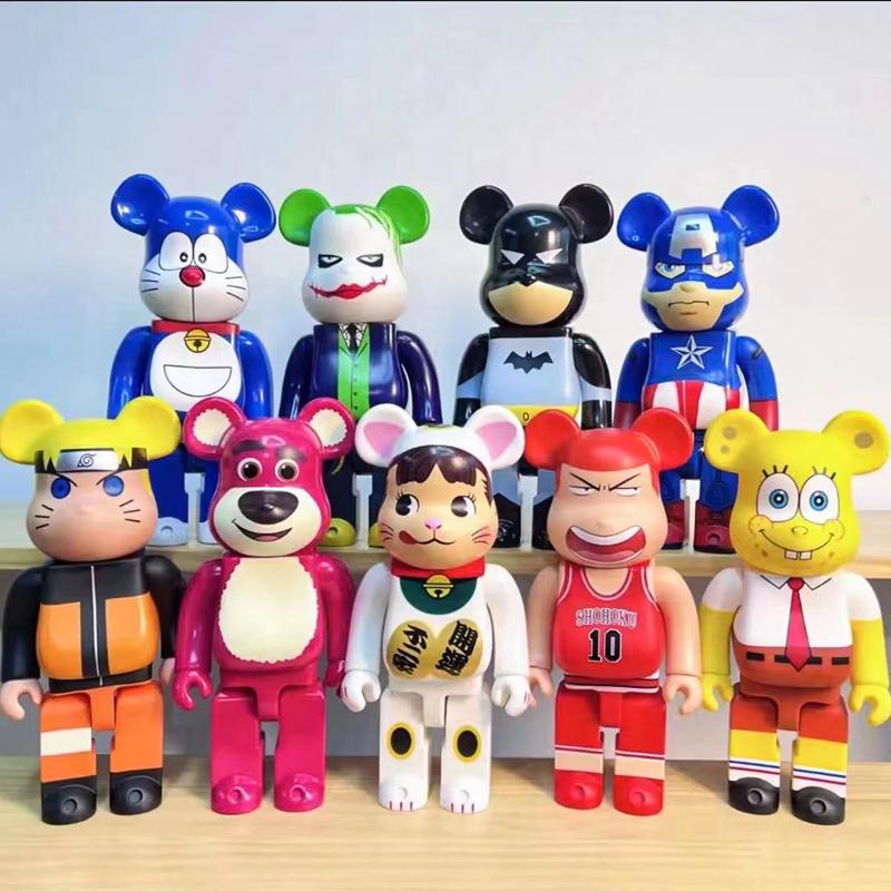 Bearbrick lưới đỏ bạo lực gấu búp bê trang trí phòng khách xây dựng mô hình khối búp bê gấu dâu tây gấu mù hộp quà tặng