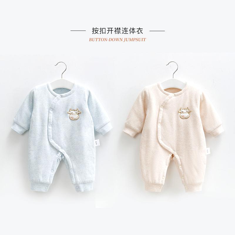 Quần áo sơ sinh xuân hạ thu đông chần bông đi chơi cotton mỏng 0 bộ 06 tháng 3 áo liền quần sơ sinh áo liền quần cho bé