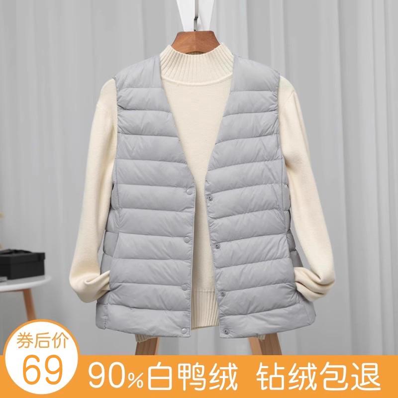 Áo vest cổ tròn ngắn kiểu dáng nhẹ mùa thu đông ấm áp áo khoác vest nữ hợp thời trang