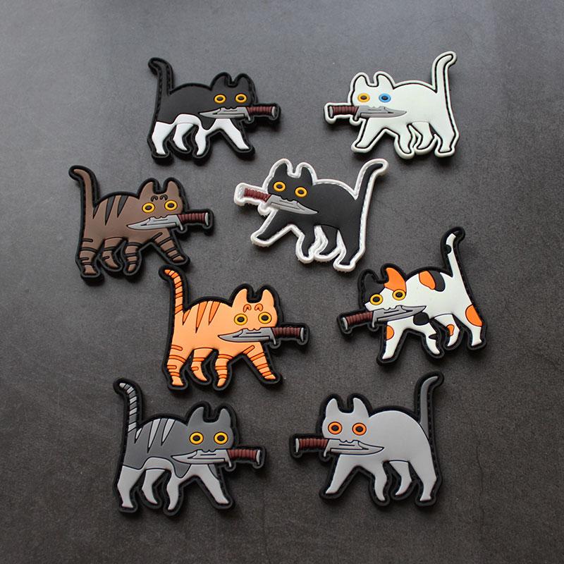 Mèo cá tính băng tay sáng tạo Velcro kitty có thể có bất kỳ suy nghĩ xấu nào tinh thần chương cao su PVC chương túi dán