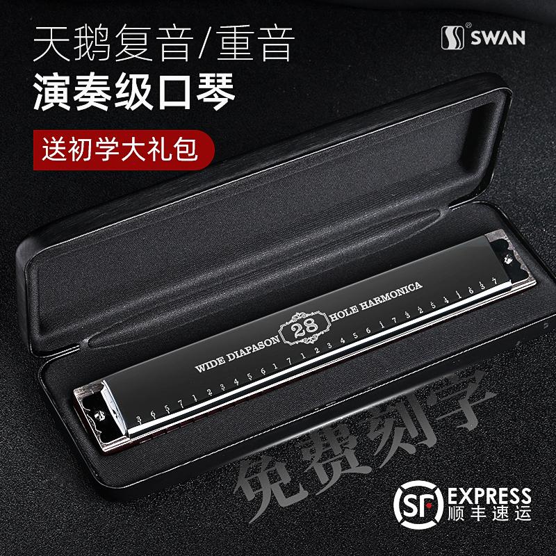 Kèn kèn thiên nga đích thực 24 lỗ C-tone đa âm cho người mới bắt đầu Harmonica nam 28 lỗ biểu diễn chuyên nghiệp cấp độ nâng cao