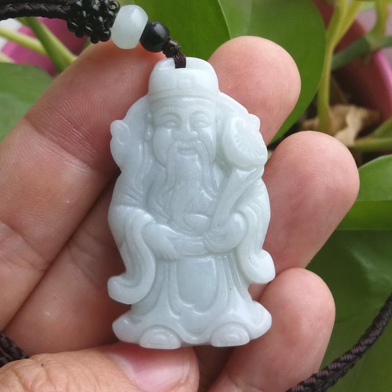 Một Nhân dân tệ Đấu giá Jadeite Độ trung thực Một viên ngọc bích Ngọc bích Mặt dây chuyền Thần tài Mặt dây chuyền Thần tài Mặt dây chuyền Ngọc bích