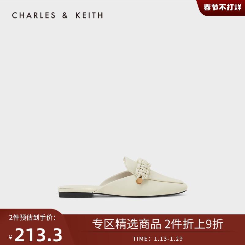 [Giảm giá 10% 2 chiếc] Giày nữ mùa xuân CHARLES＆KEITH CK1-70920104 quai trang trí giày Muller bệt