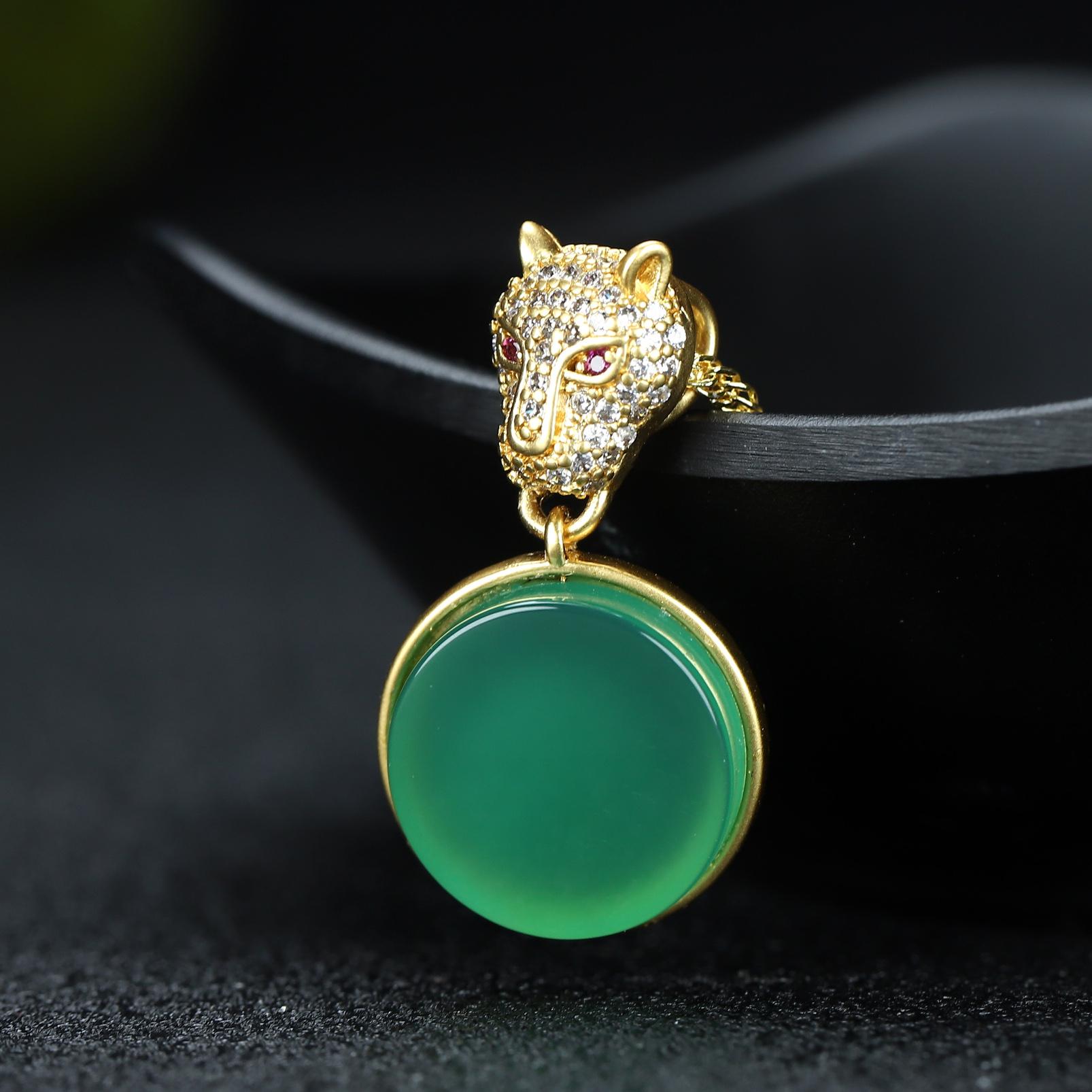 Đấu Giá Ali nhặt và rò rỉ S925 đầu báo chrysoprase của Pháp cổ đại không có gì để làm mặt dây chuyền mặt dây chuyền ngọc bích vòng cổ xương quai xanh thời trang