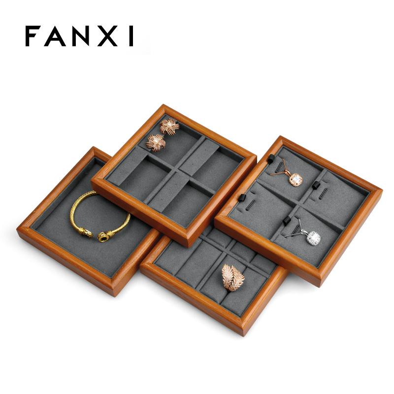 Fanxi FANXI gỗ rắn trang sức khay lưu trữ đồ trang sức tấm vòng mặt dây chuyền vòng đeo tay đồ trang sức tấm hiển thị để xem pallet