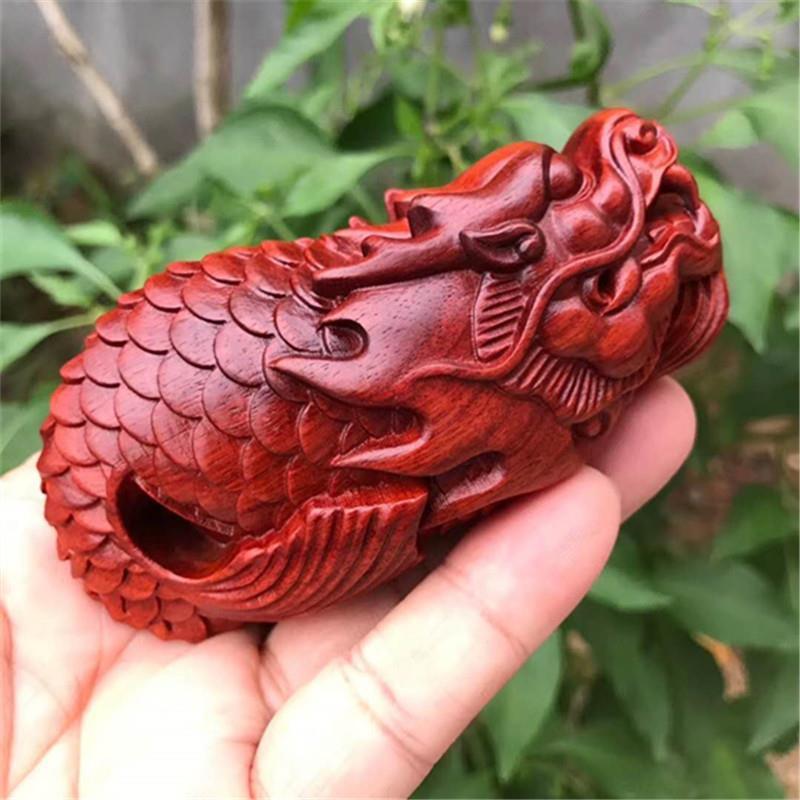 Little Leaf Rosewood Fishized Dragon Pure Handmade Handmade Woodcarvan Tay cầm cá chép Chữ viết tay đàn ông