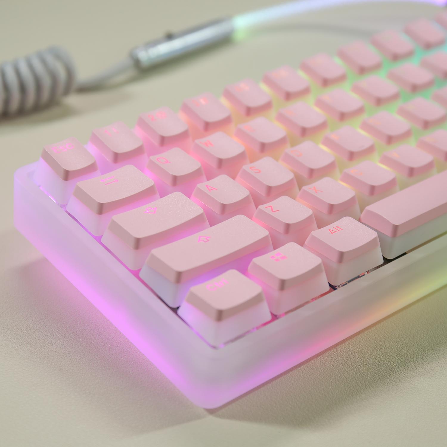 Phiên bản mới của keycap truyền ánh sáng bánh pudding sữa hai lớp đã đóng cổng PBT hai màu không nước OEM 61/68/84/87/104, v.v.