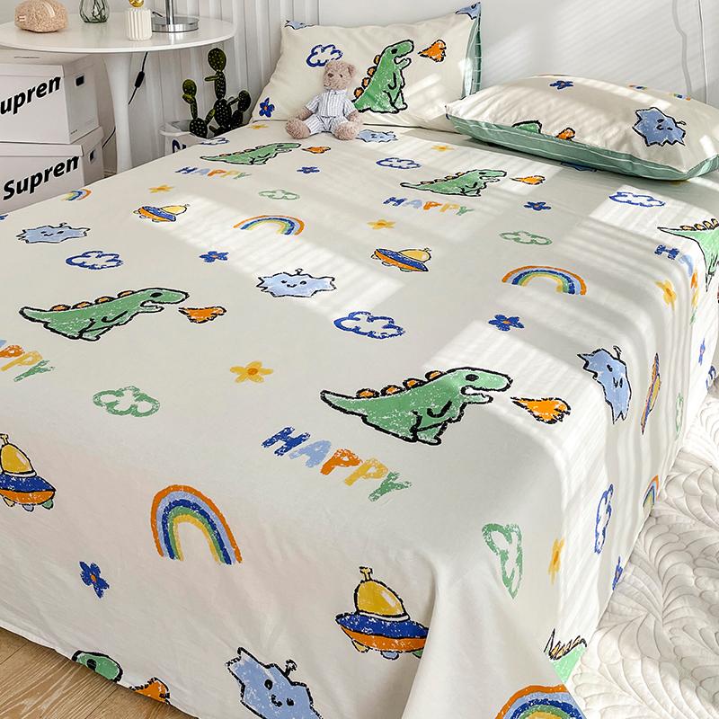 Hoạt Hình 100 Tấm Cotton Một Mảnh Ký Túc Xá Trẻ Em Đơn Đôi Chăn Đơn Học Sinh Cậu Bé Áo Gối Ba Bộ