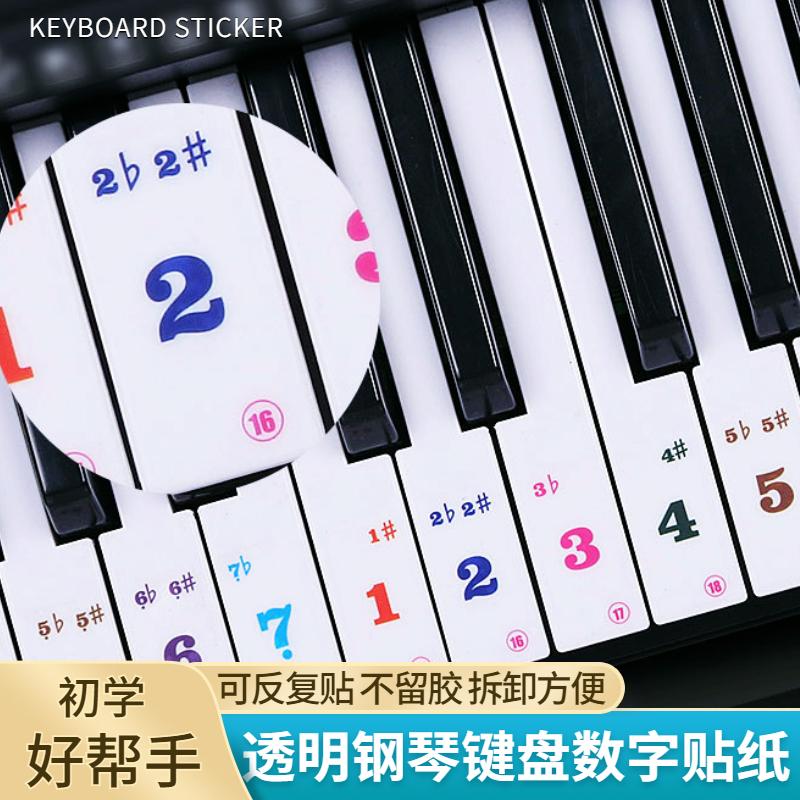 Miếng dán bàn phím đàn piano 88/61/54/49 phím đàn piano điện tử miếng dán bàn phím trong suốt ký hiệu đơn giản ký hiệu ngữ âm note tỷ lệ miếng dán