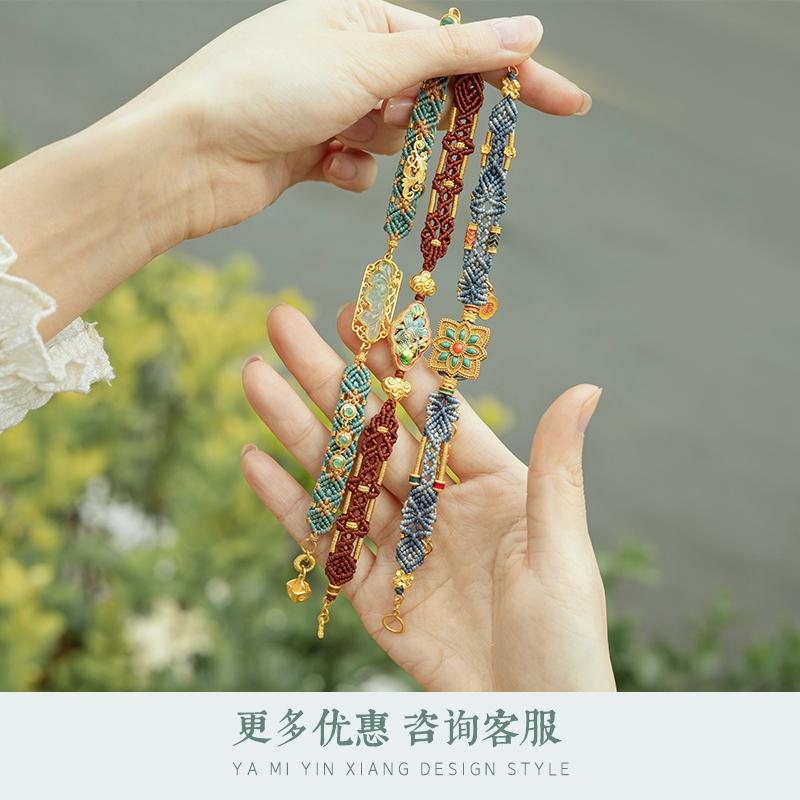 Yami Ấn Tượng Vàng Nguyên Chất Handmade Bị Cháy Màu Xanh Phụ Kiện Vàng Men Cắt Tay Vòng Cổ DIY Thiết Kế Tùy Chỉnh Phương Pháp Cổ Xưa