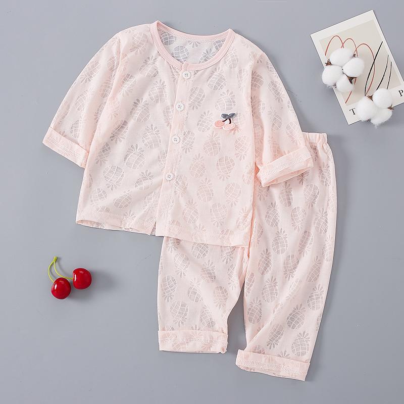 Bộ quần áo máy lạnh dài tay mùa hè cho bé sơ sinh cotton nguyên chất 01-2 tuổi cho bé quần áo mùa hè bộ đồ ngủ siêu mỏng bộ hai mảnh