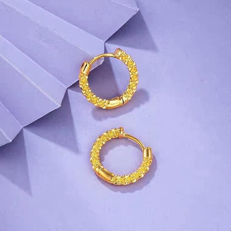 bông tai vàng 24k bông tai bông tai vàng nguyên chất 999 vàng nguyên chất ins retro khuyên tai vòng 18k phụ nữ quà tặng đám cưới