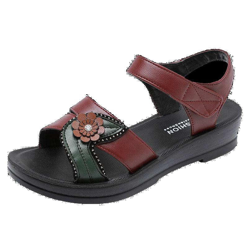 Mẹ Giày Sandal Nữ Mùa Hè Giày Nữ Đế Mềm Thoải Mái Người Cao Tuổi Bà Chống Trơn Trượt Phụ Nữ Trung Niên Giày Trung Niên Và Người Cao Tuổi