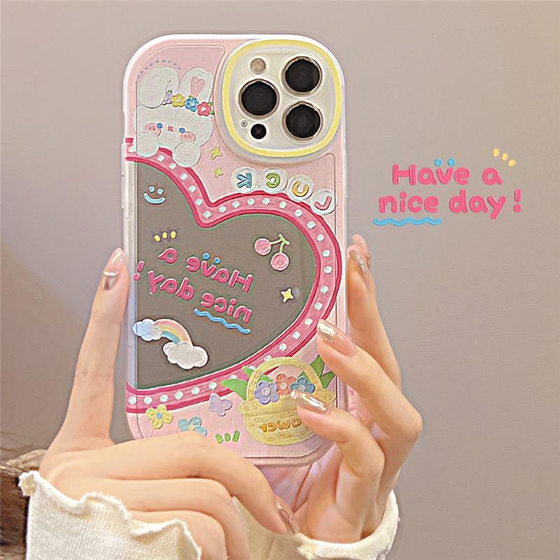 Tình yêu cầu vồng graffiti Nhật Bản và Hàn Quốc phù hợp với iPhone12Pro max Vỏ bảo vệ điện thoại di động Apple 13 11 gương mềm xs 14