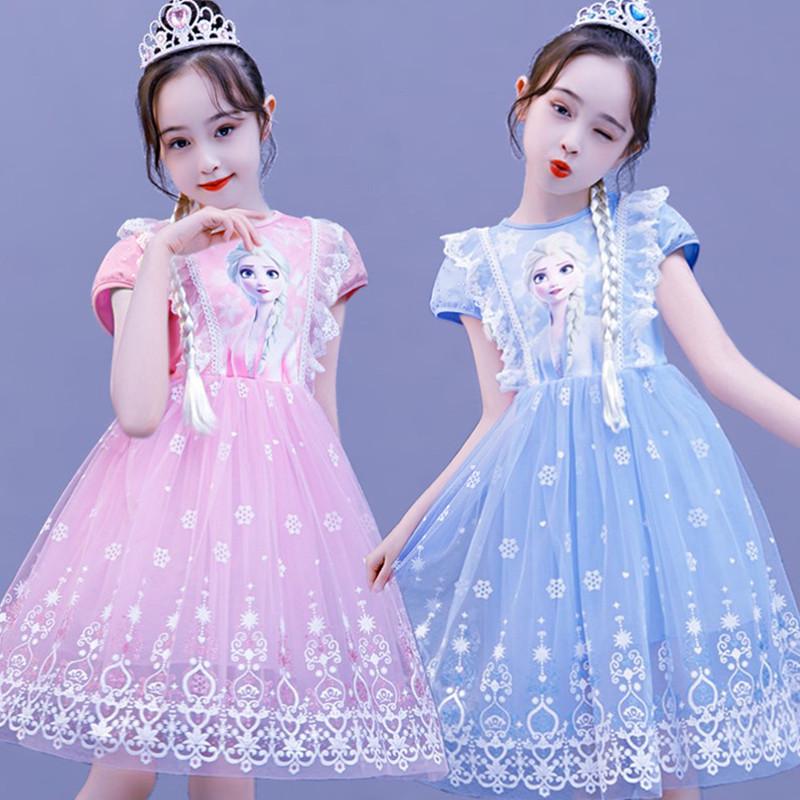 Frozen Aisha Đầm Công Chúa Aisha Bé Gái Mùa Xuân Hè Ngắn Tay Mới Cho Trẻ Em Chính Hãng Đầm Sinh Nhật