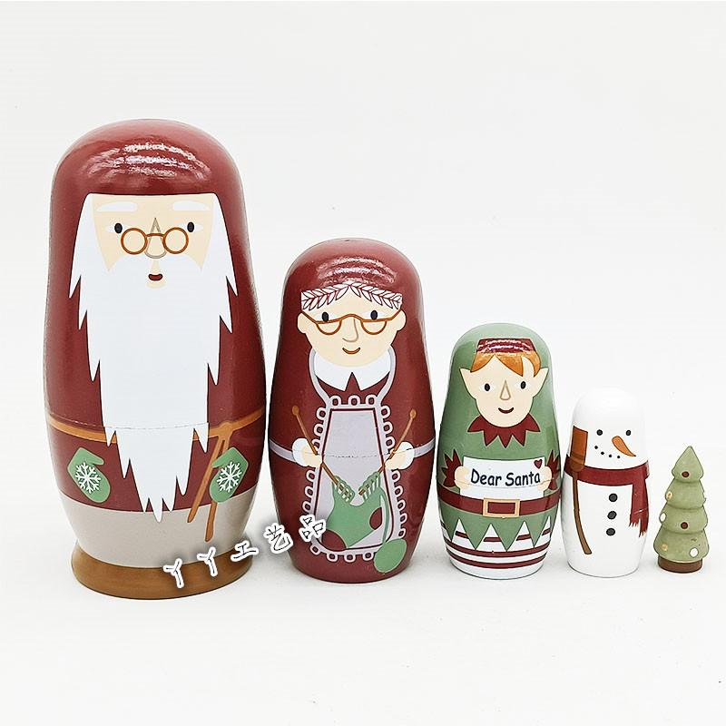 Năm Tầng Ông Già Noel Matryoshka Búp Bê Quà Tặng Sinh Nhật Mẫu Giáo Giảng Bằng Gỗ Thủ Công Quà Tặng Trang Trí Trang Trí Nhà Cửa