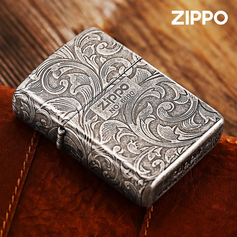 Bật lửa Zippo chính hãng chính thức hạm cổ áo giáp bạc 5 mặt cổ điển Đường cỏ dầu hỏa máy quà tặng cho nam