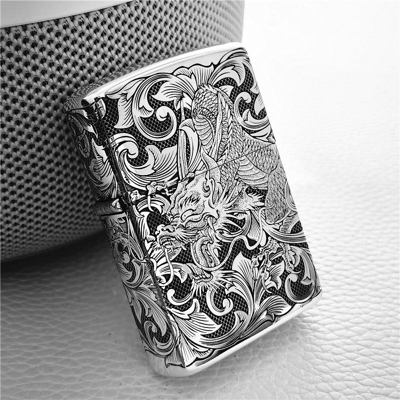 Zippo chính hãng nhẹ hơn Silver Tang Tang Caolong ban đầu chính hãng ZP Windproof Kerosene Carrier Carrier