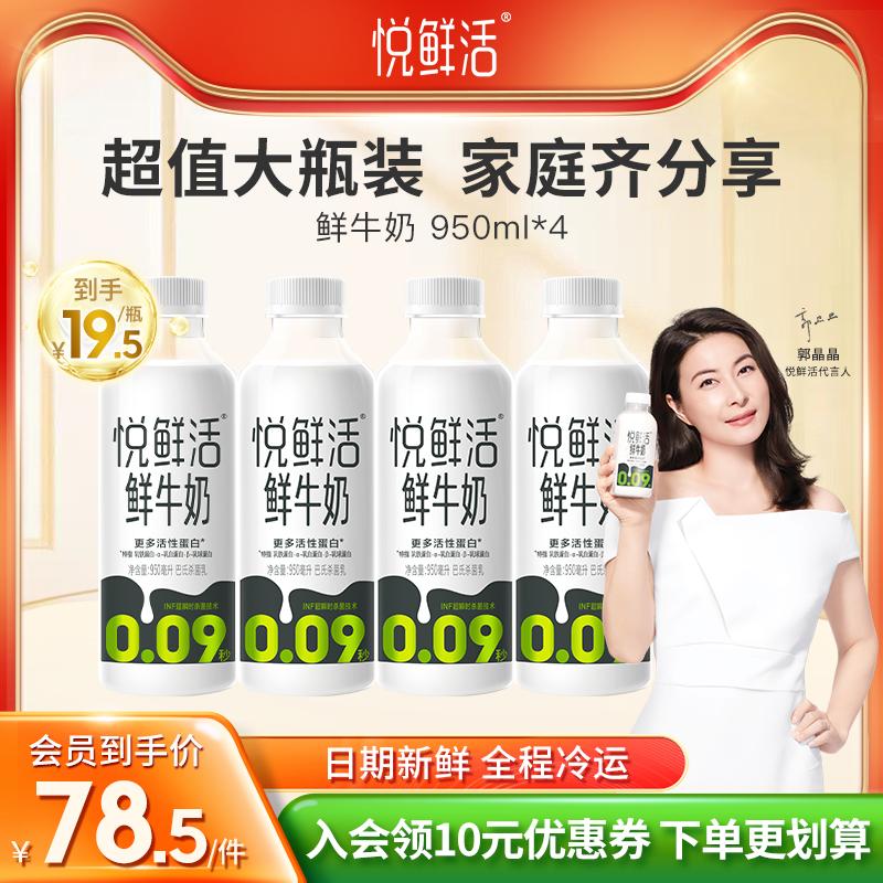 Sữa tươi Yuexiahuo 950ml*4 chai SF tươi chuỗi lạnh ngày