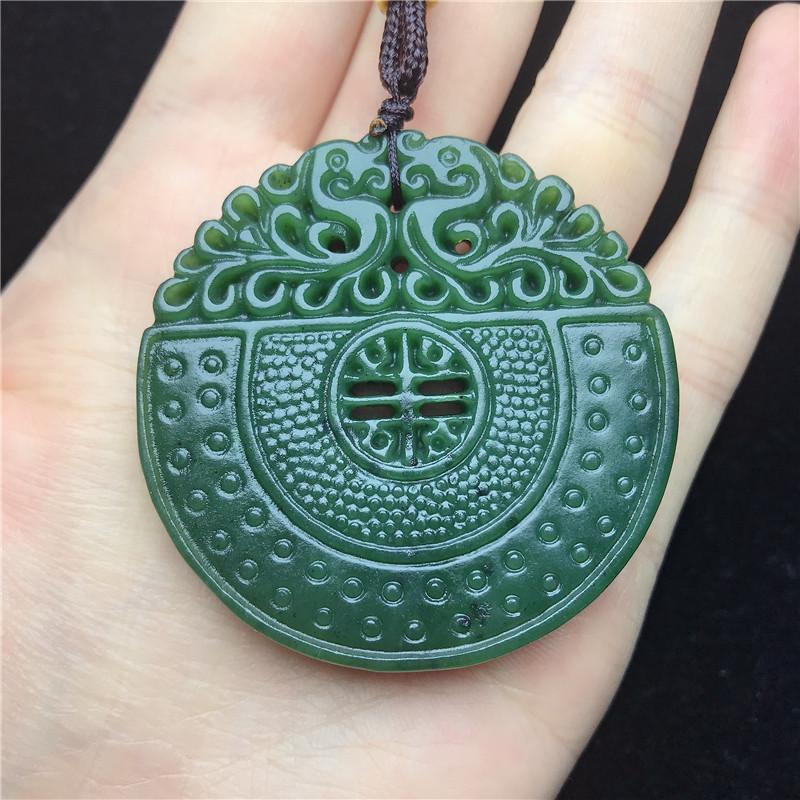 Đấu giá một nhân dân tệ Tân Cương Hetian Jade Jasper Cloud Pattern Dragon and Phoenix Mặt dây chuyền thương hiệu Cặp đôi Mặt dây chuyền bằng ngọc bích Chuỗi vòng cổ áo len